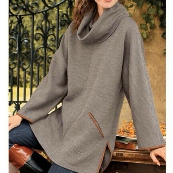 Soft Surroundings Women’s MED Wool Blend Knit Cowl Neck Tunic Top Brown - Picture 6 of 6